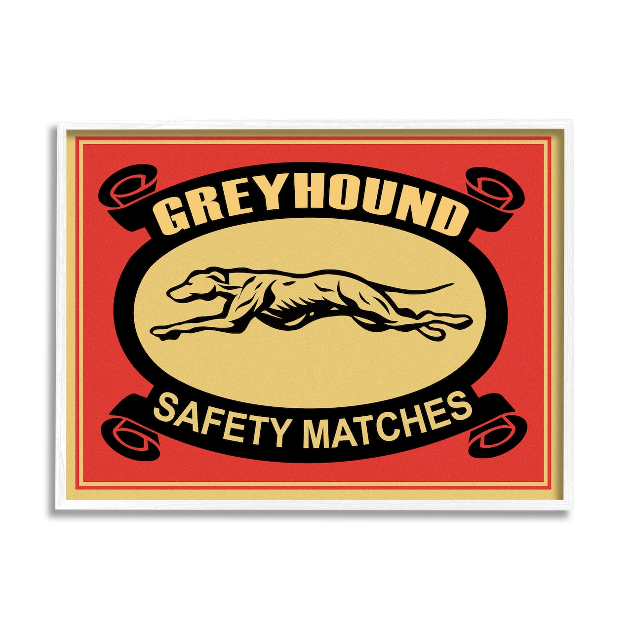 Stupell Industries Greyhound Safety Matches Vintage Wall Art in White Frame